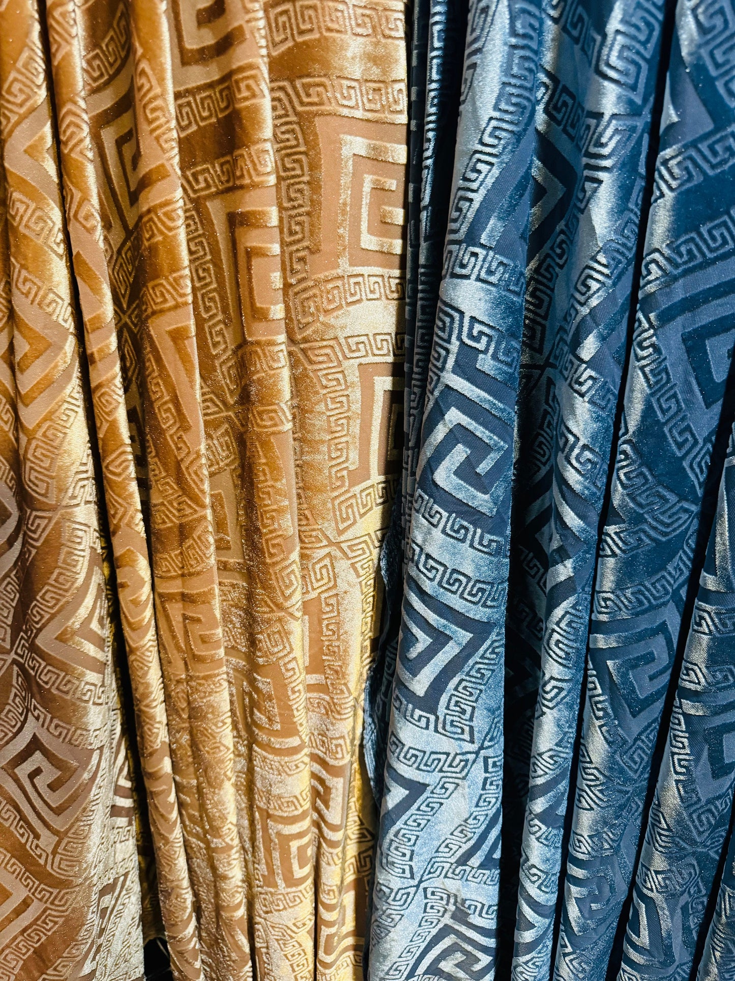 New Luxury Geometric fashion design on stretch burnout velvet 4-way stretch 58/60” High quality fabrics by AlexLAFabrics