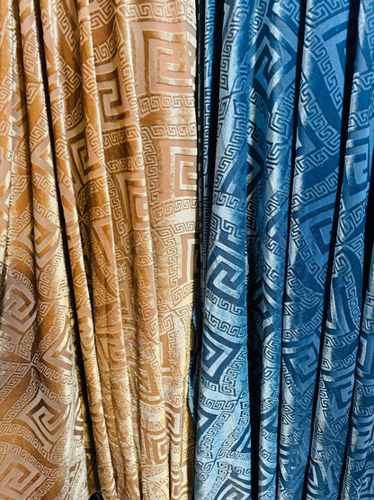New Luxury Geometric fashion design on stretch burnout velvet 4-way stretch 58/60” High quality fabrics by AlexLAFabrics