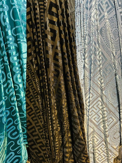 Deluxe Geometric fashion design high quality of stretch velvet 4-way 58/60” Sold by the YD. Ships worldwide from Los Angeles California USA.