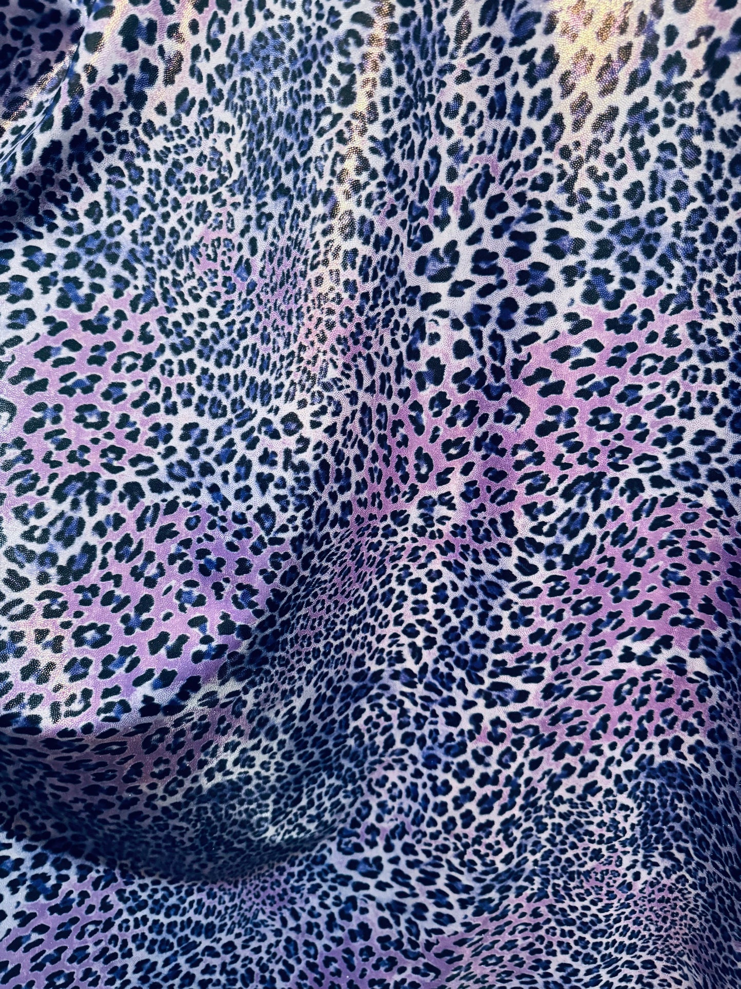 New Exotic cheetah design on metallic nylon spandex 4-way stretch 58/60”