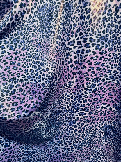 New Exotic cheetah design on metallic nylon spandex 4-way stretch 58/60”