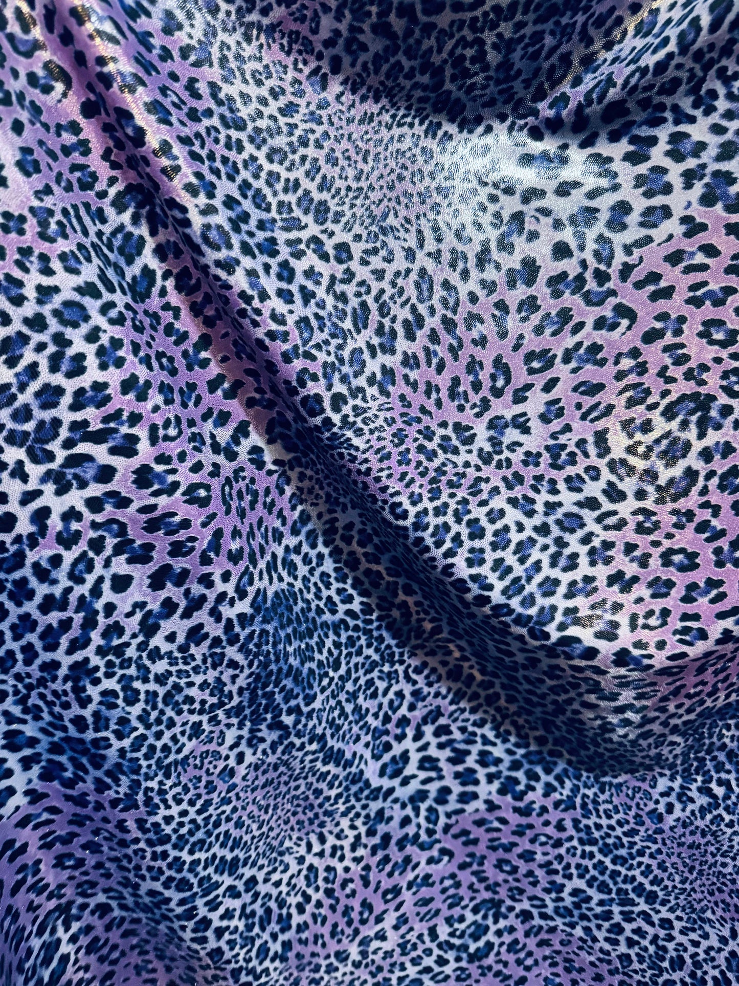 New Exotic cheetah design on metallic nylon spandex 4-way stretch 58/60”