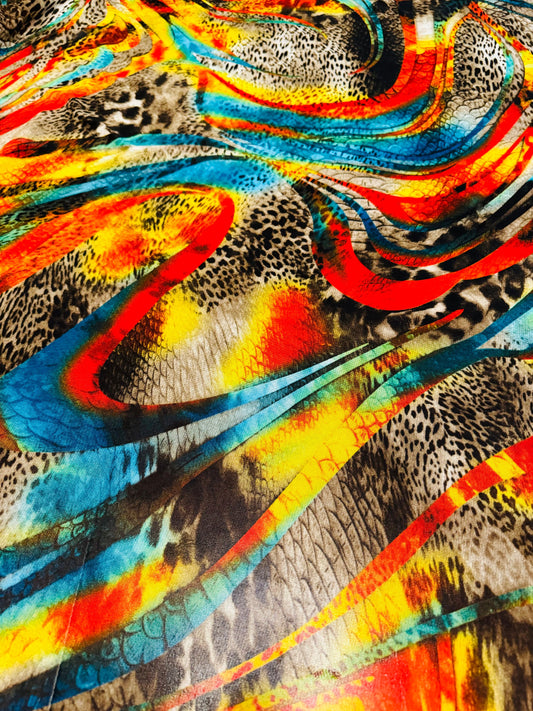 New Safari design exotic animal print on 4-way stretch power mesh 58/60”