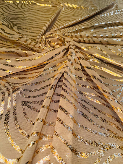 Tiger design metallic power mesh with foil 4-way stretch 58/60” High quality fabrics by AlexLAFabrics