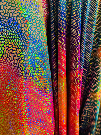 New Dragon and disco rainbow sequins on nylon spandex 4-way stretch rainbow color 58/60” High quality fabrics by AlexLAFabrics