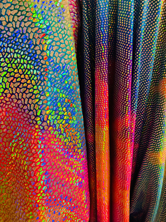 New Dragon and disco rainbow sequins on nylon spandex 4-way stretch rainbow color 58/60” High quality fabrics by AlexLAFabrics