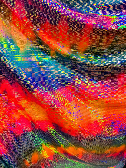 New Dragon and disco rainbow sequins on nylon spandex 4-way stretch rainbow color 58/60” High quality fabrics by AlexLAFabrics