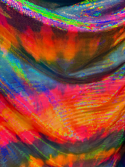 New Dragon and disco rainbow sequins on nylon spandex 4-way stretch rainbow color 58/60” High quality fabrics by AlexLAFabrics