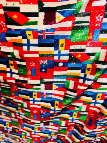 International flags design on great quality of stretch velvet with glitter