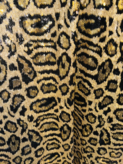 Exotic Leopard sequins design embroidered on stretch mesh 4-way 55/57” High quality fabrics by AlexLAFabrics