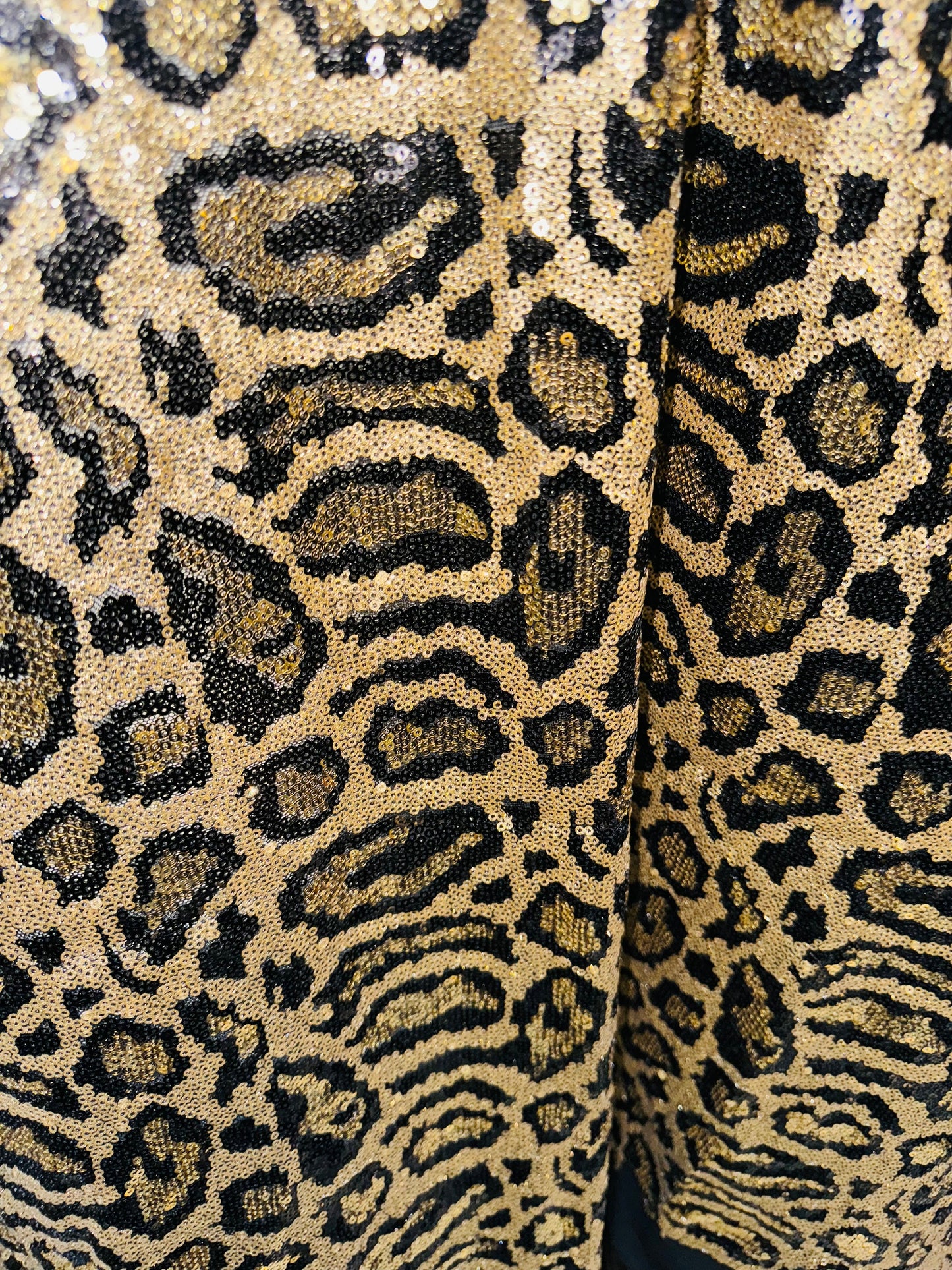 Exotic Leopard sequins design embroidered on stretch mesh 4-way 55/57” High quality fabrics by AlexLAFabrics