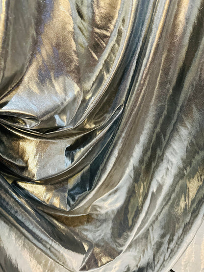 Black/Silver super shiny nylon spandex with foil 4-way stretch 58/60” High quality fabrics by AlexLAFabrics