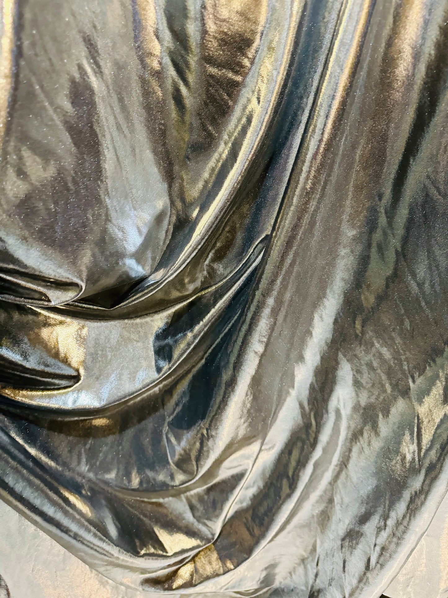 Black/Silver super shiny nylon spandex with foil 4-way stretch 58/60” High quality fabrics by AlexLAFabrics