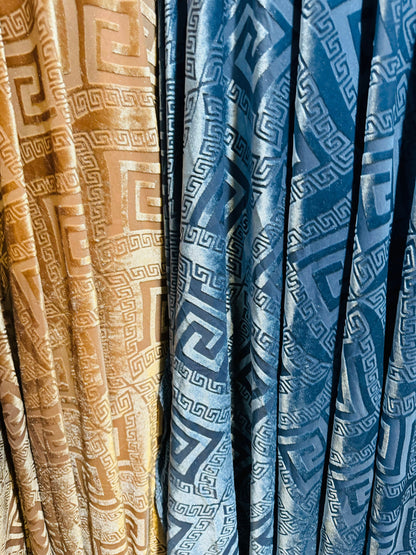 New Luxury Geometric fashion design on stretch burnout velvet 4-way stretch 58/60” High quality fabrics by AlexLAFabrics