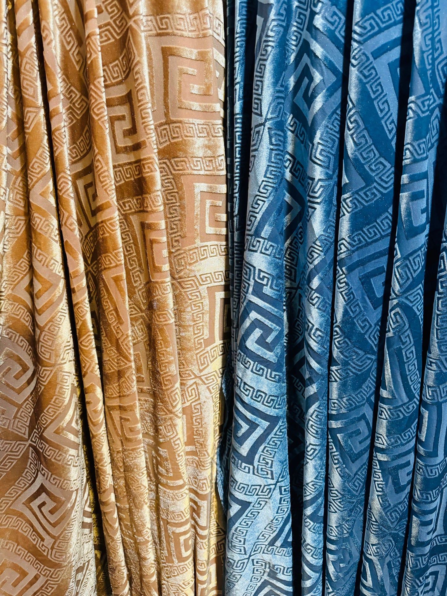 New Luxury Geometric fashion design on stretch burnout velvet 4-way stretch 58/60” High quality fabrics by AlexLAFabrics