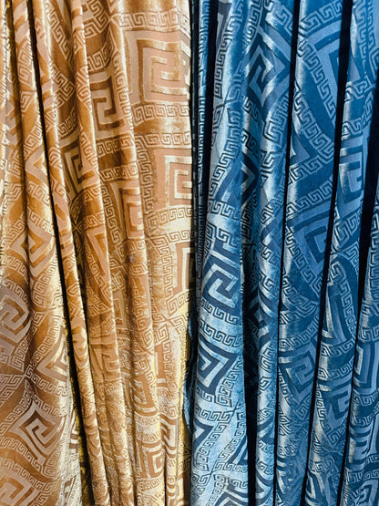 New Luxury Geometric fashion design on stretch burnout velvet 4-way stretch 58/60” High quality fabrics by AlexLAFabrics