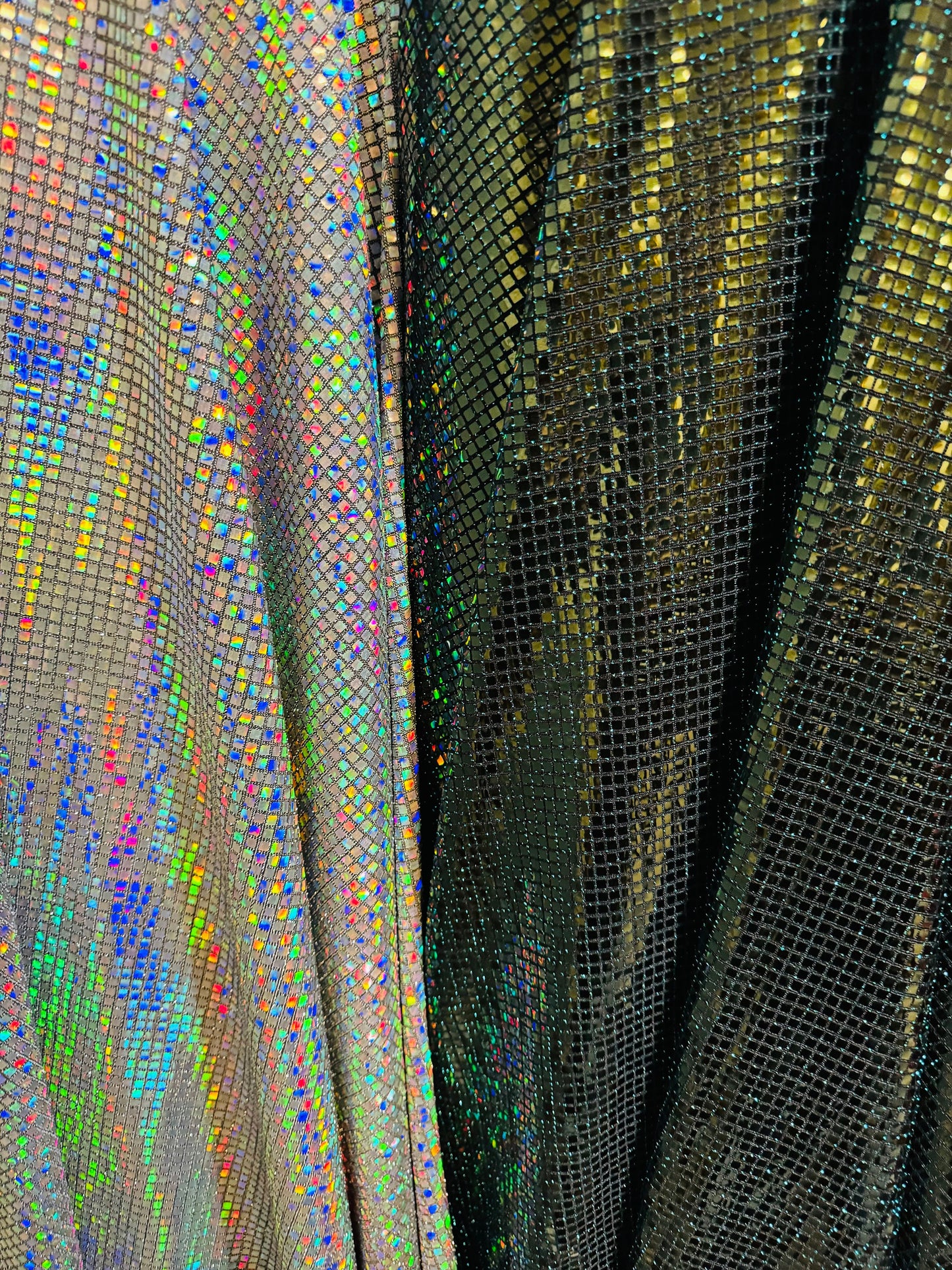 New spectrum geometric sequins designed metallic nylon spandex 2-way stretch 58/60” High quality fabrics by AlexLAFabrics
