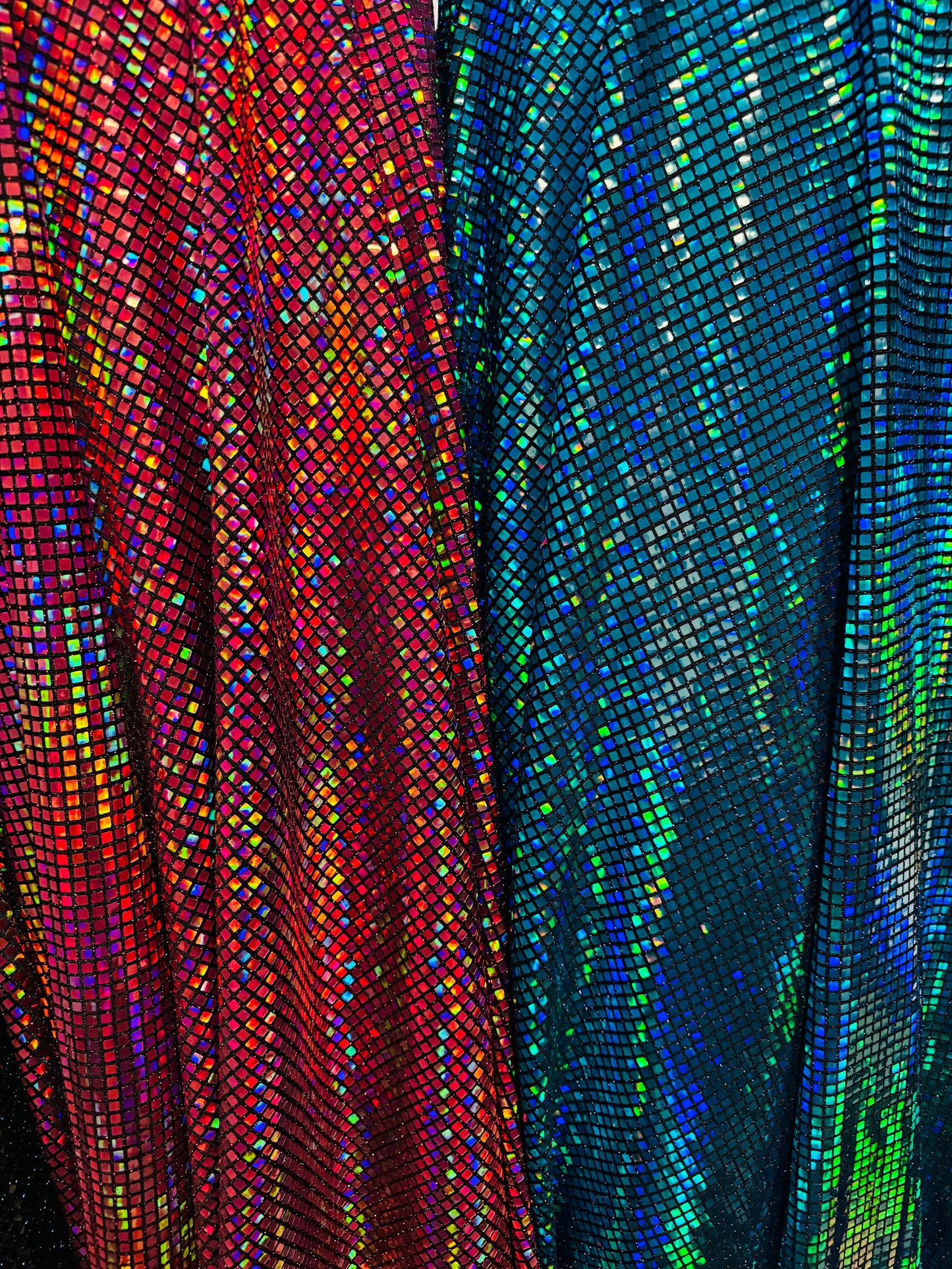 New spectrum geometric sequins designed metallic nylon spandex 2-way stretch 58/60” High quality fabrics by AlexLAFabrics
