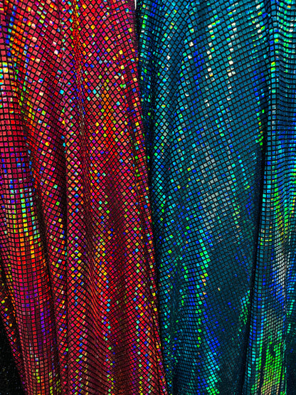 New spectrum geometric sequins designed metallic nylon spandex 2-way stretch 58/60” High quality fabrics by AlexLAFabrics