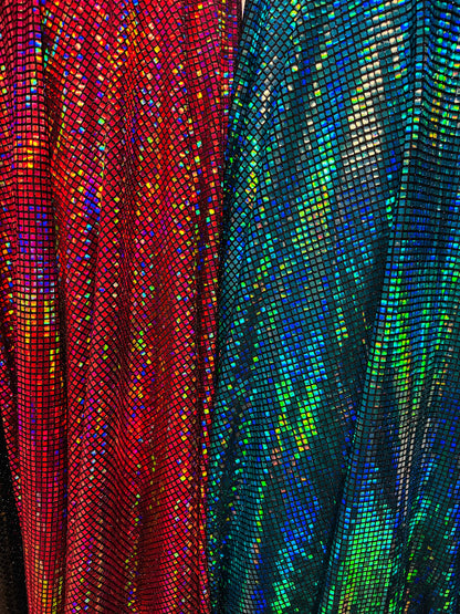 New spectrum geometric sequins designed metallic nylon spandex 2-way stretch 58/60” High quality fabrics by AlexLAFabrics