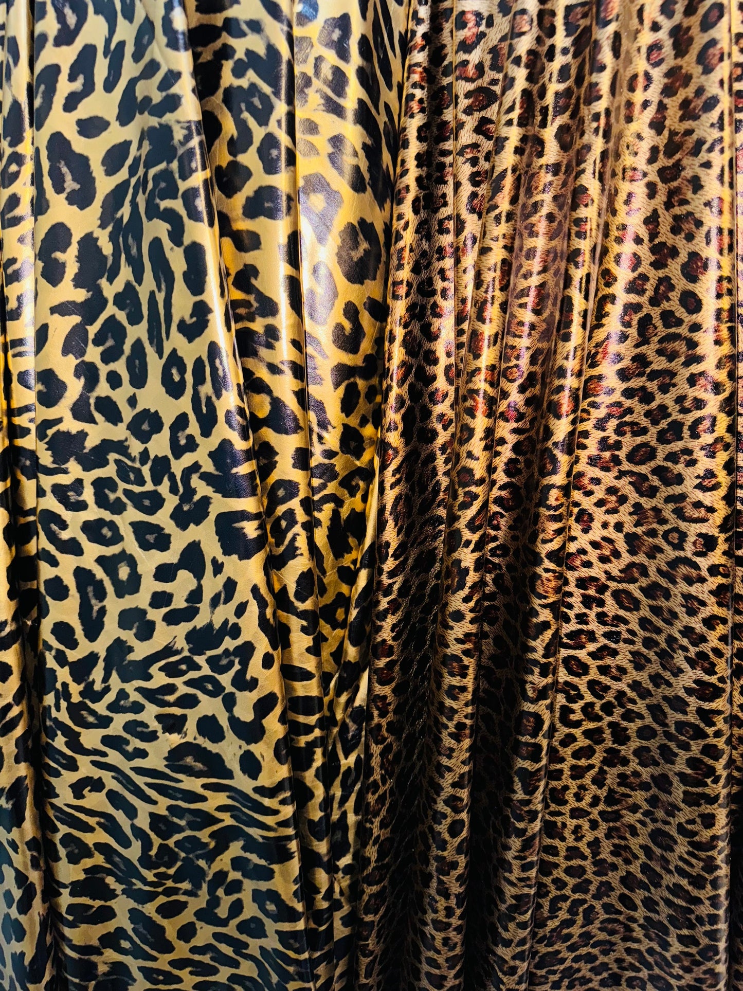Exotic animal print on stretch vinyl with foil 4-way stretch 58/60” Sold by the YD. Ships worldwide from Los Angeles California USA