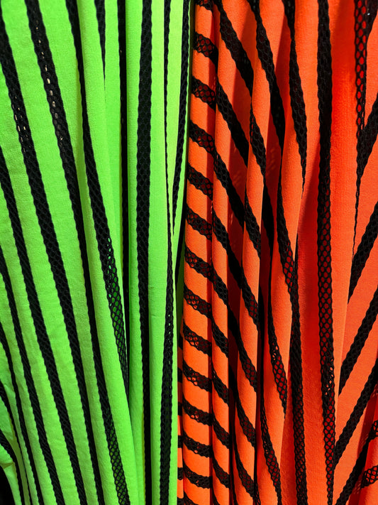 Striped design fishnet nylon spandex 4-way stretch 58/60” High quality fabrics by AlexLAFabrics