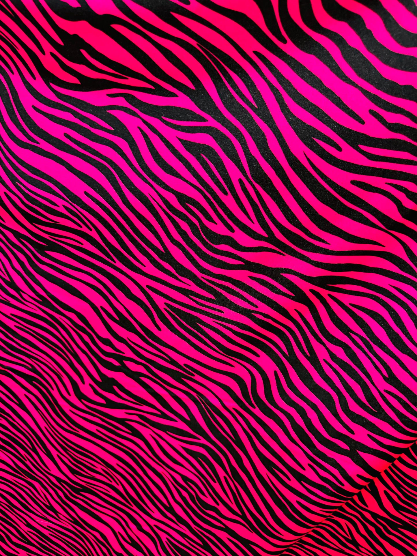 Exotic zebra design Fuchsia/black print on best quality shiny nylon spandex 4-way stretch 58/60”