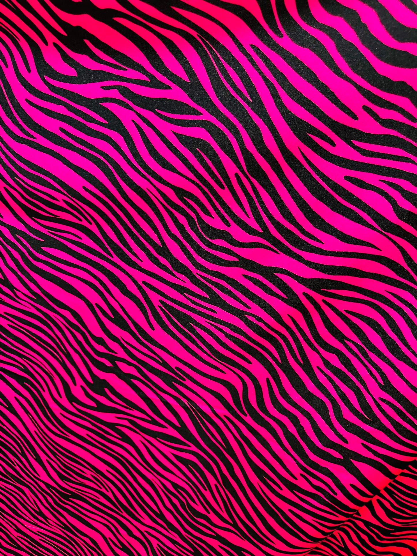 Exotic zebra design Fuchsia/black print on best quality shiny nylon spandex 4-way stretch 58/60”