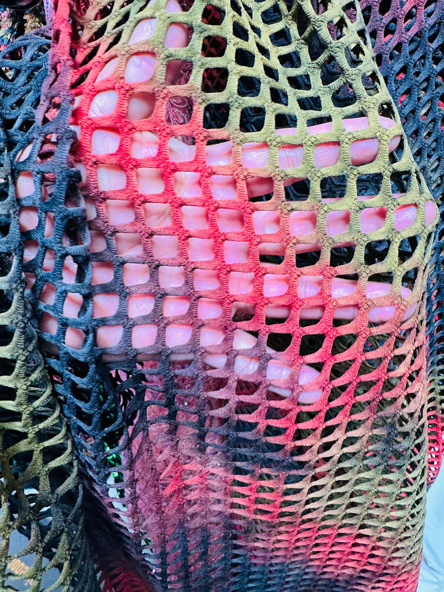 New tie dye fishnet 4-way spandex 58/60” High quality fabrics by AlexLAFabrics