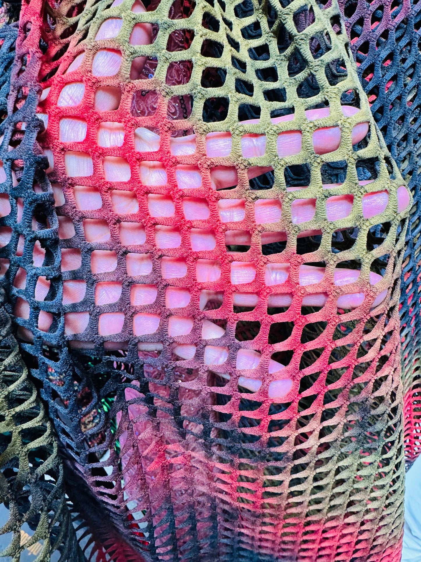 New tie dye fishnet 4-way spandex 58/60” High quality fabrics by AlexLAFabrics