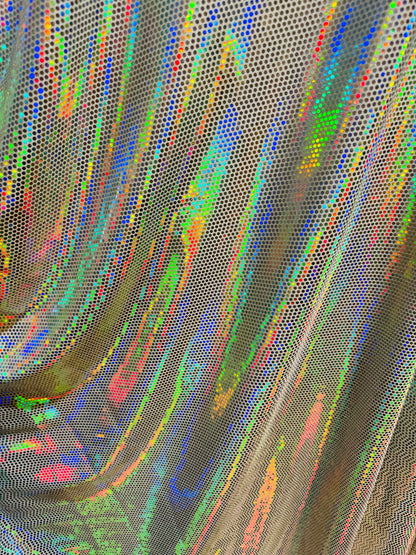 Spectrum disco sequins Iridescent silver on poly spandex 2-way stretch 58/60”