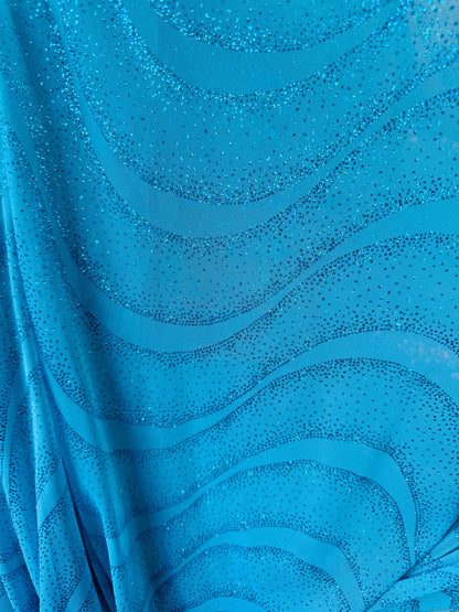 New Luxury Wavy design on mesh with glitter 2-way stretch 58/60”