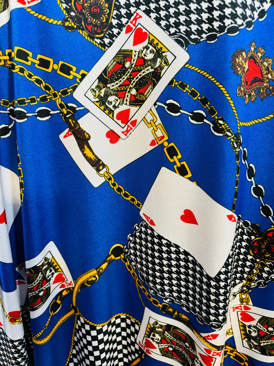 Playing cards design modern luxury design print on great quality of nylon spandex 4-way stretch 58/60” Sold by the YD.