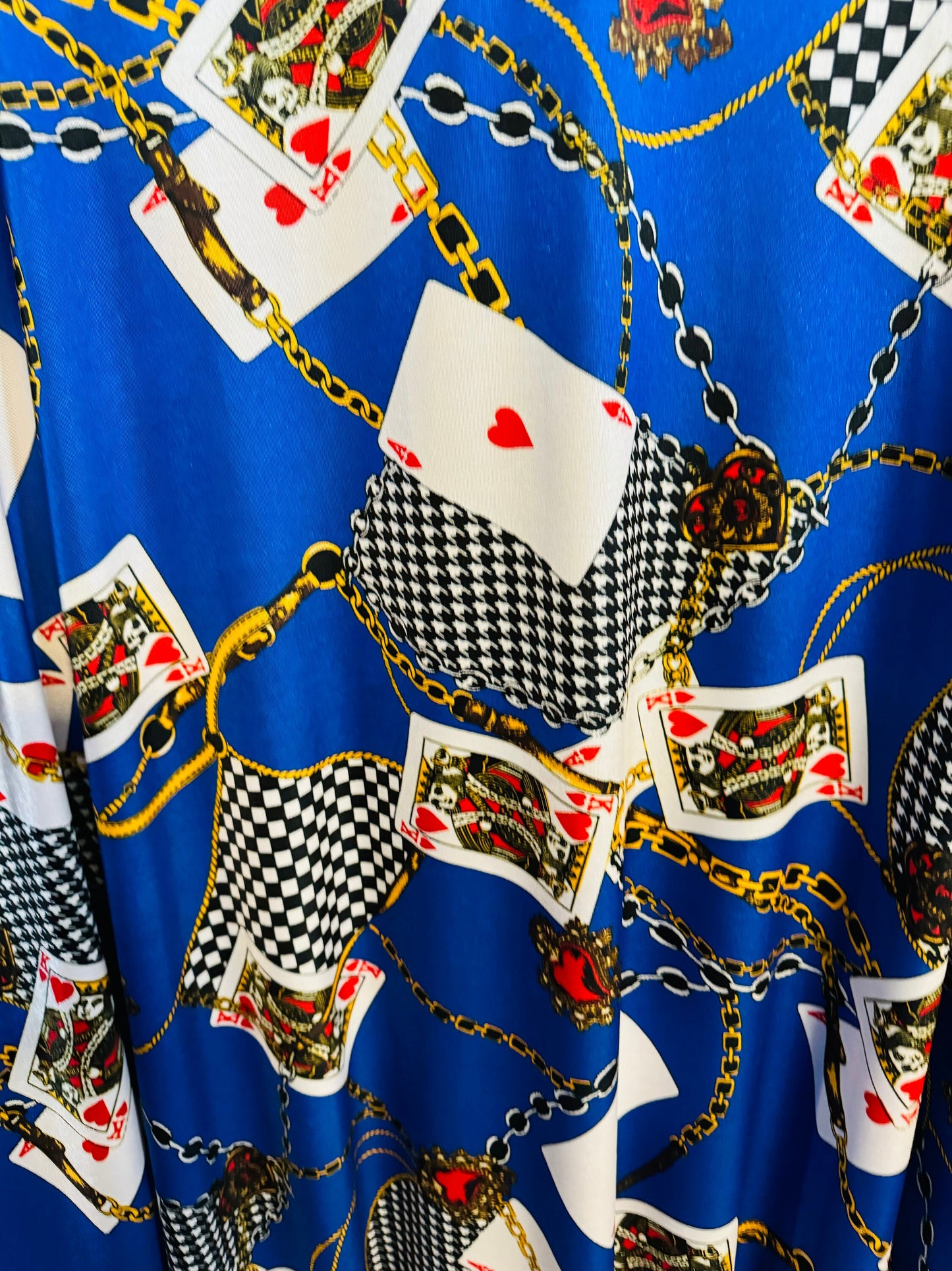 Playing cards design modern luxury design print on great quality of nylon spandex 4-way stretch 58/60” Sold by the YD.