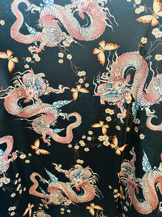 Exotic Dragon design print on great quality of nylon spandex 4-way stretch 58/60”