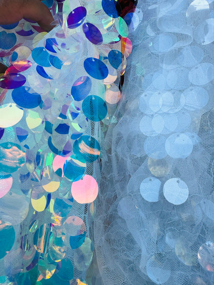 Luxury Paillette sequins embroidered on stretch mesh 2-way 55/57” High quality fabrics by AlexLAFabrics