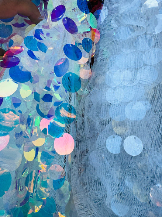 Luxury Paillette sequins embroidered on stretch mesh 2-way 55/57” High quality fabrics by AlexLAFabrics