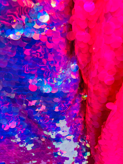 Deluxe Paillette Iridescent sequins Neon colors embroidered on stretch mesh 2-way stretch 55/57” High quality fabrics by AlexLAFabrics
