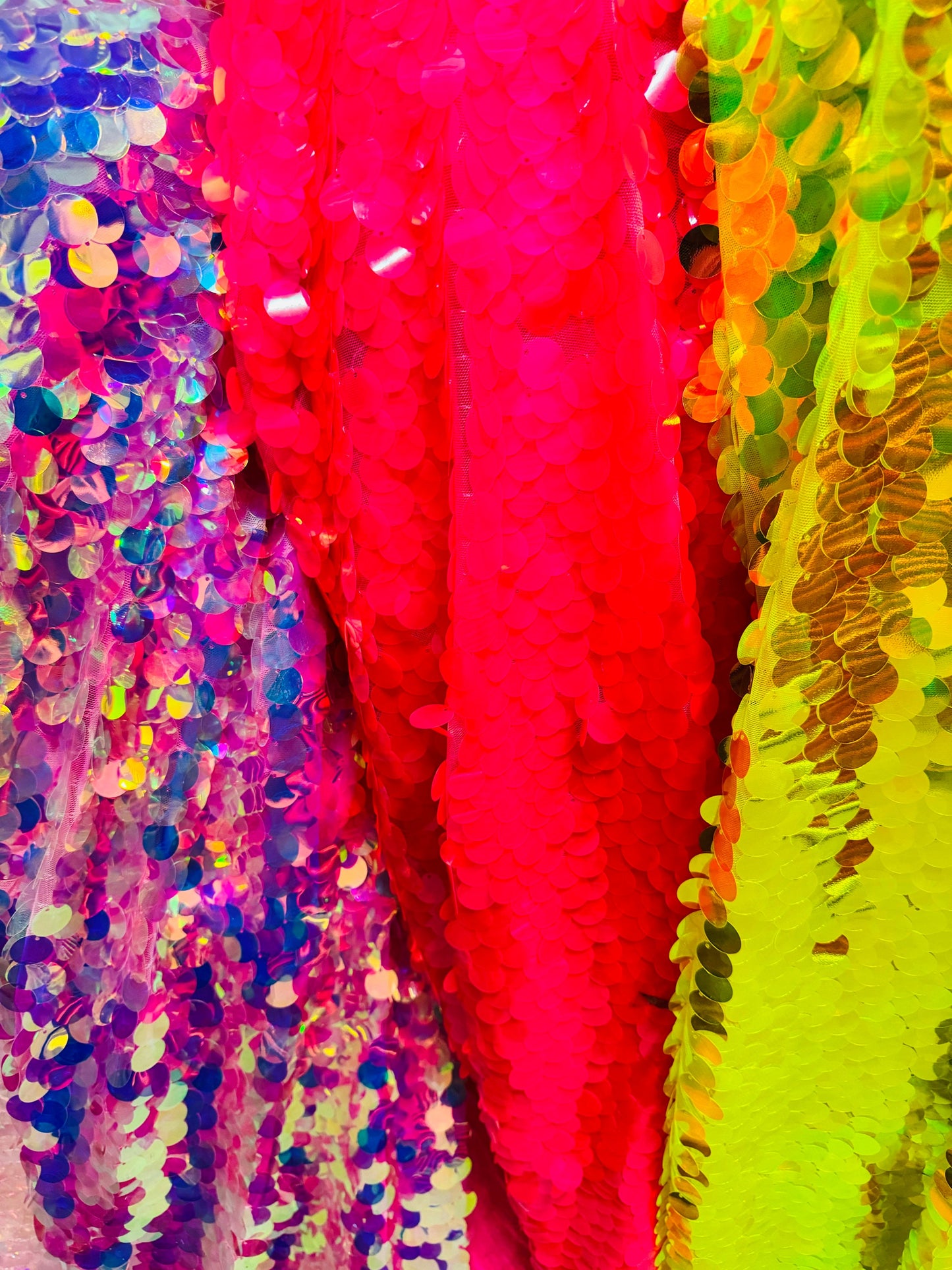 Deluxe Paillette Iridescent sequins Neon colors embroidered on stretch mesh 2-way stretch 55/57” High quality fabrics by AlexLAFabrics