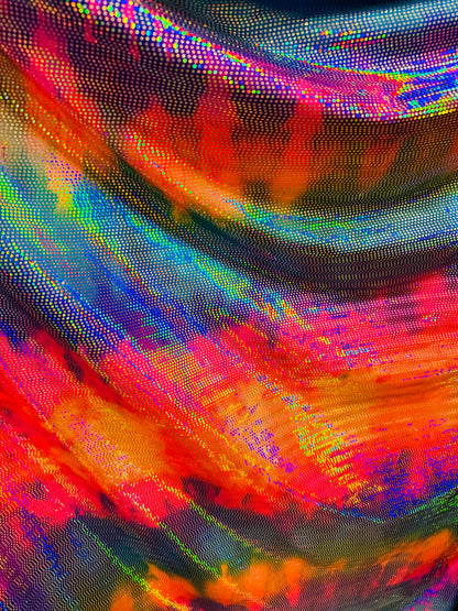 New Dragon and disco rainbow sequins on nylon spandex 4-way stretch rainbow color 58/60” High quality fabrics by AlexLAFabrics