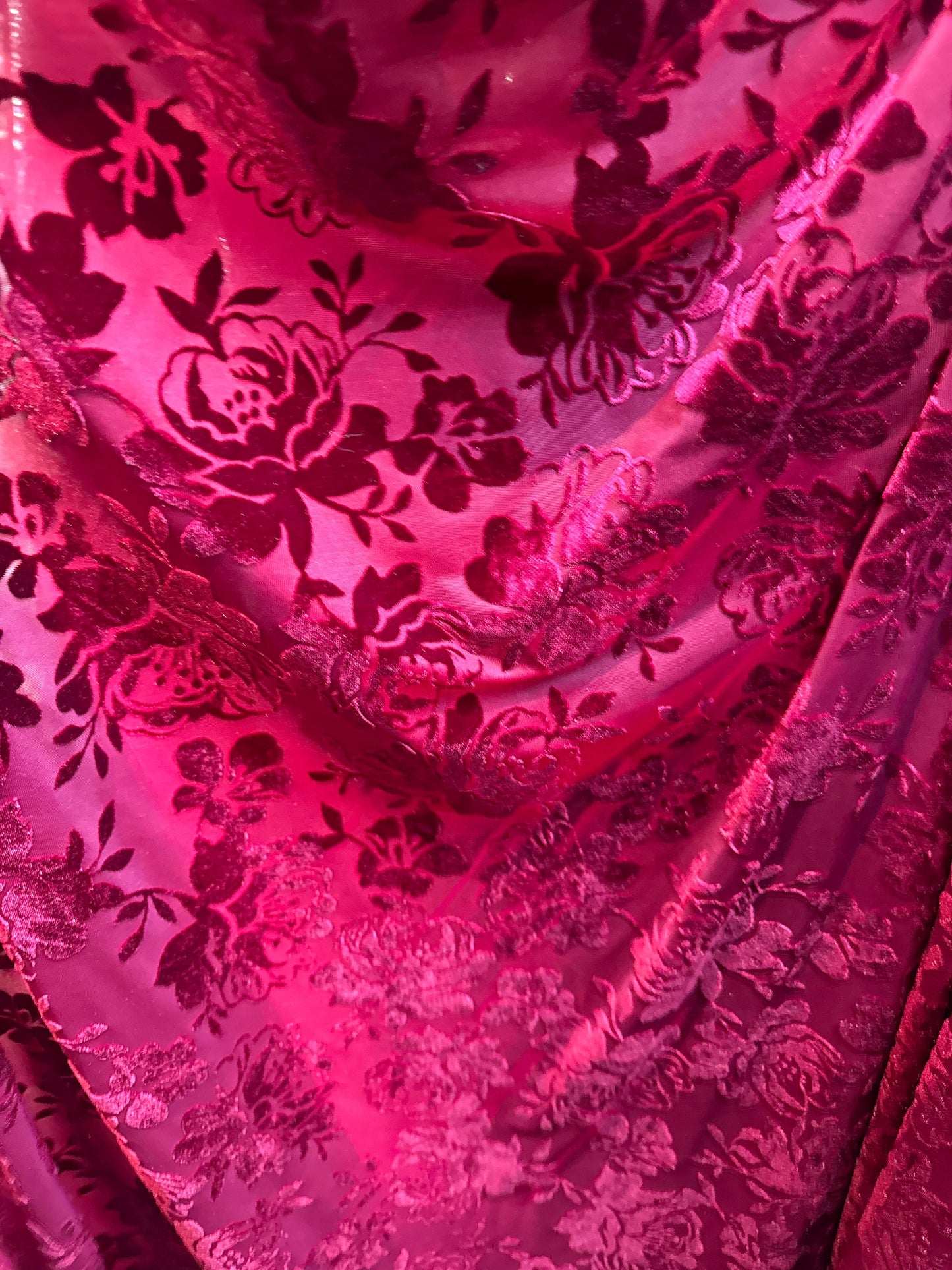 Deluxe burnout flower design 4-way stretch velvet 58/60” High quality fabrics by AlexLAFabrics