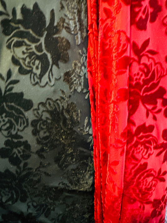 Deluxe burnout flower design 4-way stretch velvet 58/60” High quality fabrics by AlexLAFabrics