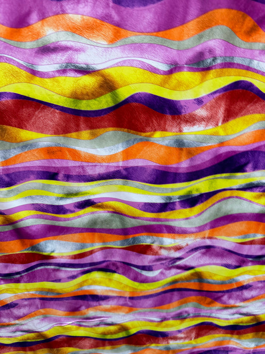 New wavy abstract design multicolor print on great quality of nylon spandex 4-way stretch 58/60”