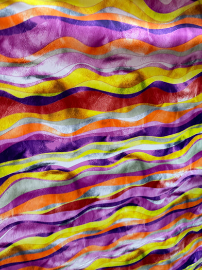 New wavy abstract design multicolor print on great quality of nylon spandex 4-way stretch 58/60”