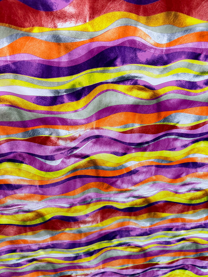 New wavy abstract design multicolor print on great quality of nylon spandex 4-way stretch 58/60”