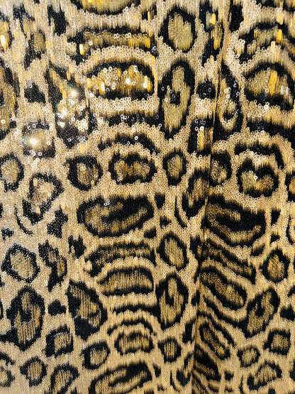 Exotic Leopard sequins design embroidered on stretch mesh 4-way 55/57” High quality fabrics by AlexLAFabrics