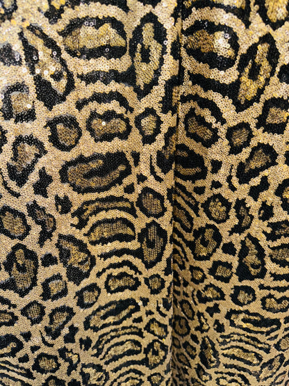 Exotic Leopard sequins design embroidered on stretch mesh 4-way 55/57” High quality fabrics by AlexLAFabrics