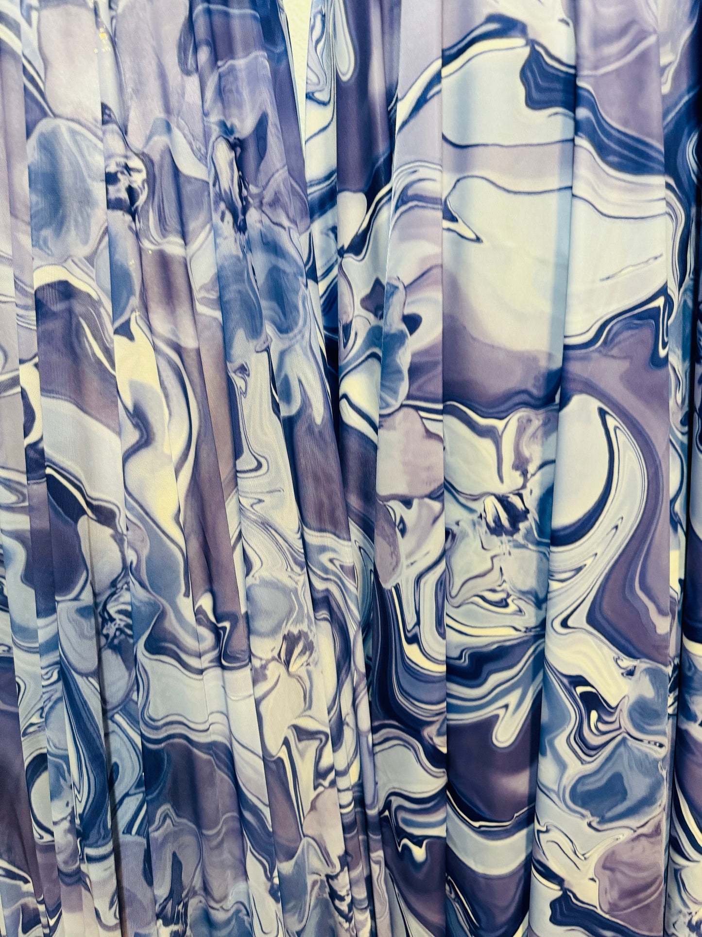 New Lava Abstract design Lavender/Blue nylon spandex and power mesh 4-way stretch 58/60” High quality fabrics by AlexLAFabrics