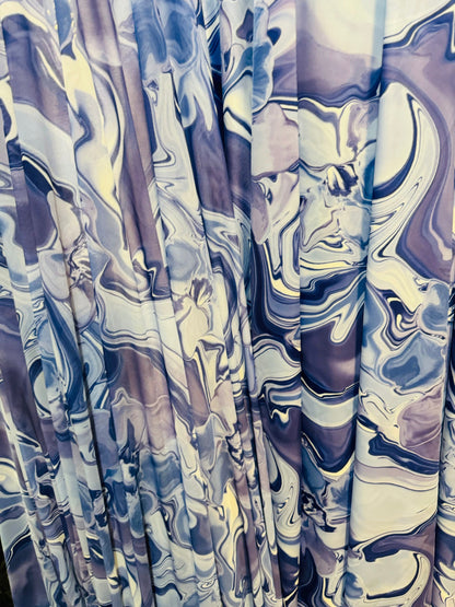 New Lava Abstract design Lavender/Blue nylon spandex and power mesh 4-way stretch 58/60” High quality fabrics by AlexLAFabrics