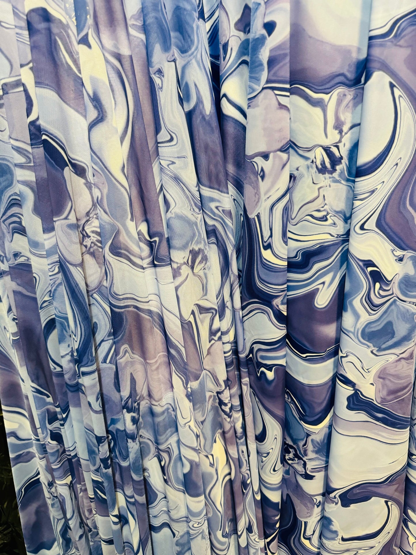 New Lava Abstract design Lavender/Blue nylon spandex and power mesh 4-way stretch 58/60” High quality fabrics by AlexLAFabrics